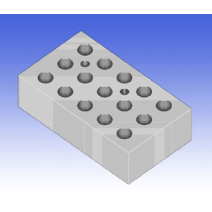 Aluminum block ø 13 mm. x 35 mm. 28 holes